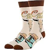 ooohyeah Mens' Novelty Western Crew Socks, Funny Crazy Cowboy Dress Socks Gift, Fit Men's Shoe Size8-13
