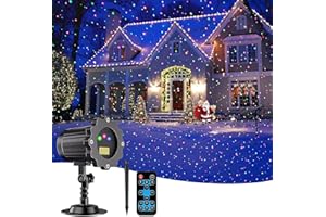 FLITI Laser Christmas Projector Lights Outdoor, Waterproof Christmas Decorations Moving Stars Light Show, Remote Control Timer, Holiday Projector Decorations for House, Yard & Garden