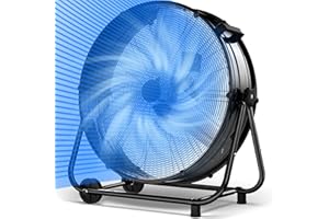 AKIRES 14000CFM Large Industrial Shop Floor Drum Fan,550W High Velocity Heavy Duty Big Metal Fan with 360° Tilt,Handle,ETL Listed for Garage,Basement,Warehouse,Patio,Commercial,Factory,Workshop(30IN)