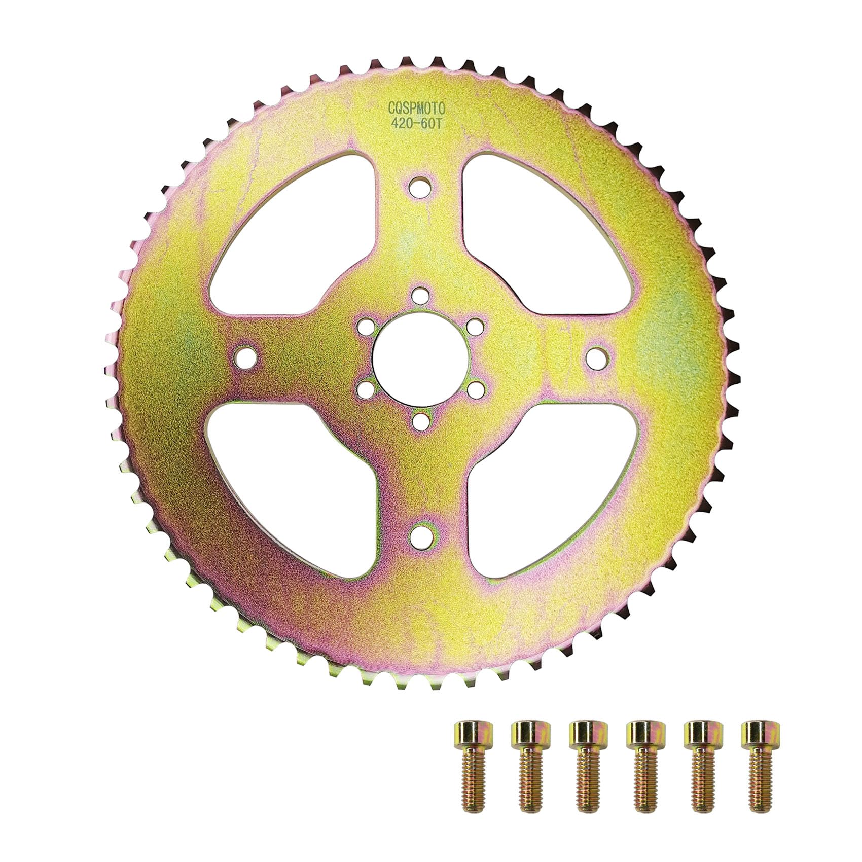 Photo 1 of CQSPMOTO Mini Bike Sprocket 60T 420 Chain 6 Hole High-Speed Torque Rear Sprocket for Coleman CT100U CC100X Mega Moto MMB80 105 Baja Doodle Bug DB30 Motovox MBX10 Mini Bike Sprocket Parts (37mm Bore)