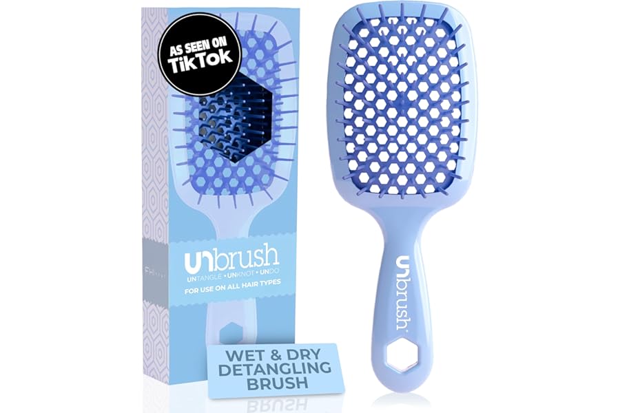 FHI Heat UNbrush Detangling Brush for Pain-Free Brushing on All Wet or Dry Hair Types — Durable DuoFlex Anti-Static Bristles, Lightweight Handle, Vented Hair Brush