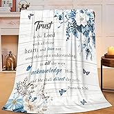 Christian Blanket Soft Warm Bible Verse Scriptures Fleece Throw Blanket Christian Gifts for Women Cozy Plush Fluffy Religious Trust in Lord Lightweight Flannel Gifts Blankets for Kids Adults 50"X40"