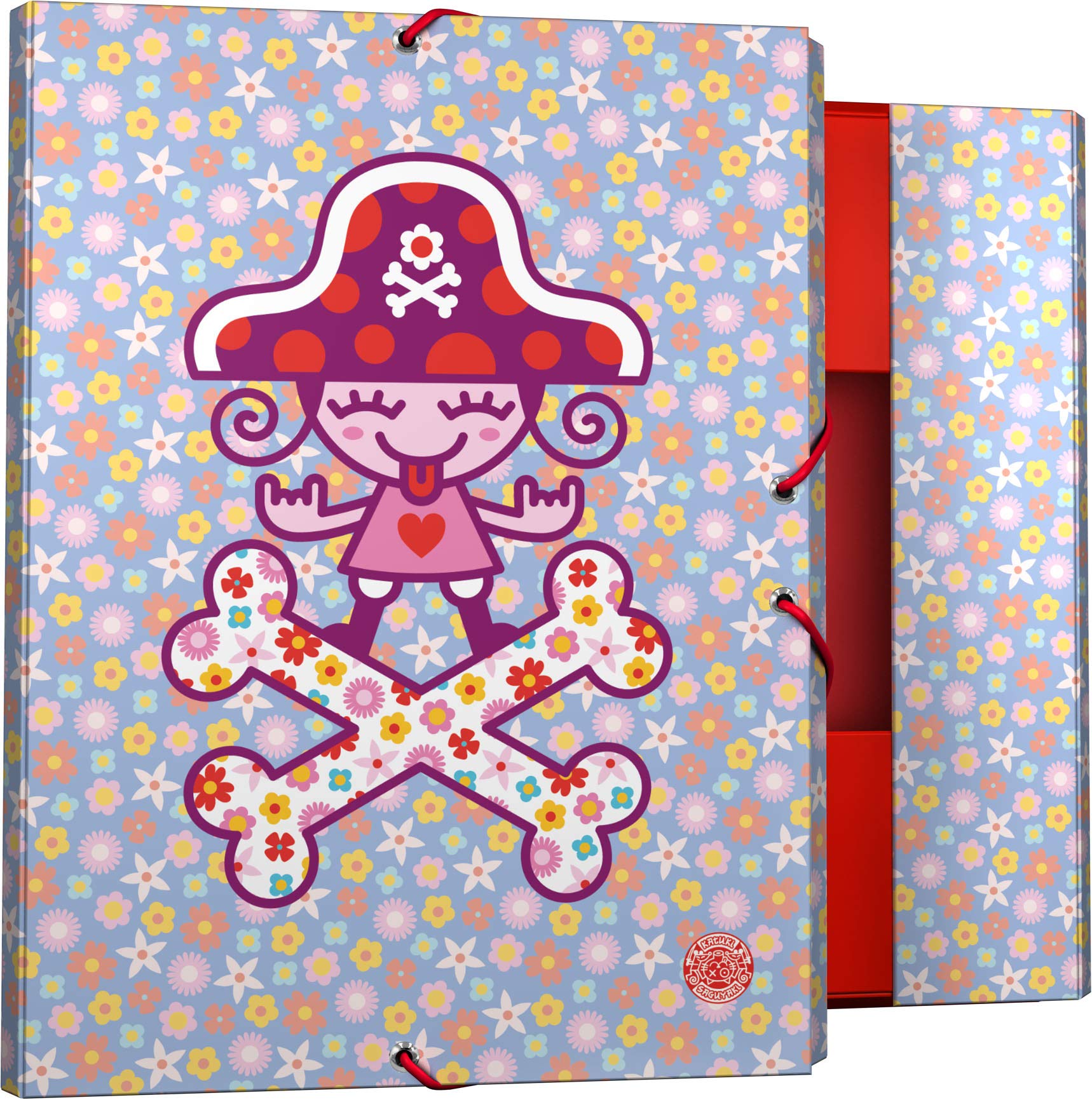 Grafoplás 82401950 Katuki Saguyaki Collection Folder with Rubber and Flaps, Hearts, Folio