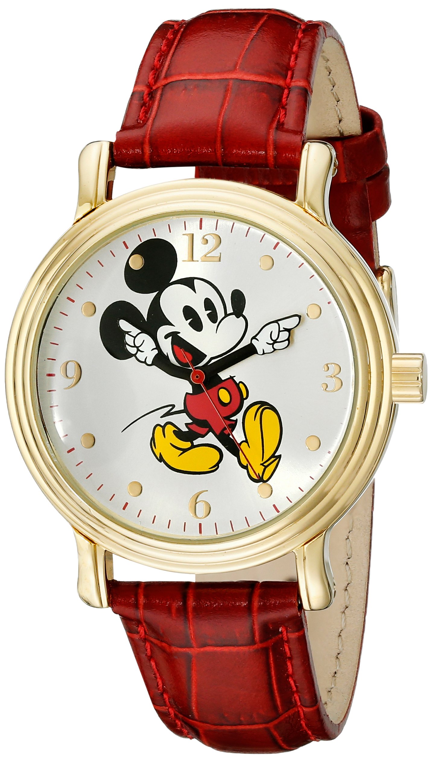 Galleon Disney Women's W001870 Mickey Mouse GoldTone Watch With Red