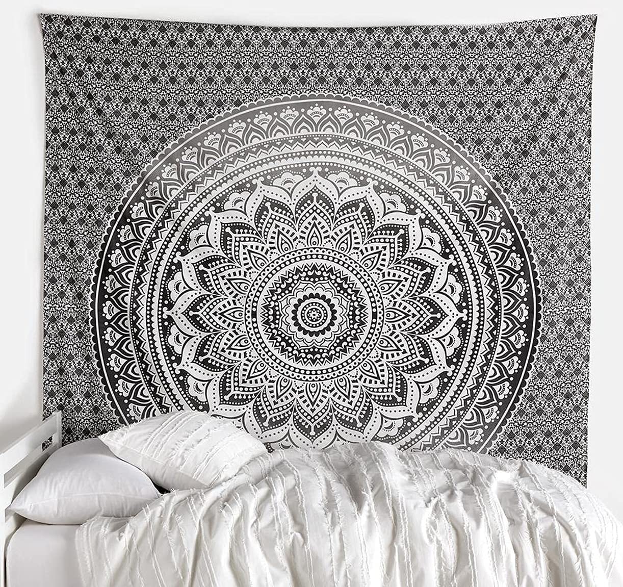 raajsee Grey Indian Throw Hippie Gypsy Cover Bohemian Dorm Decor 100% Cotton Tapestries