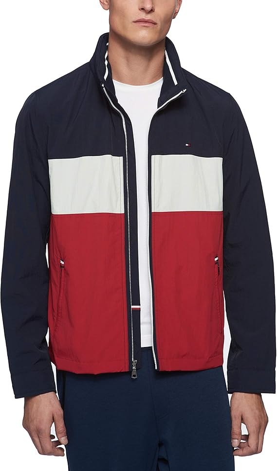 Tommy Hilfiger mens Stand Collar Lightweight Yachting Jacket at Amazon