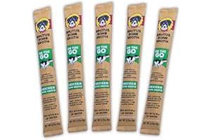 Brutus Instant Bone Broth for Dogs & Cats, Natural w/Glucosamine Chondroitin & Turmeric for Healthy Joints, Made in USA, Human Grade Ingredients, Hydrating Food Topper Gravy & Treat Chicken 5-pk