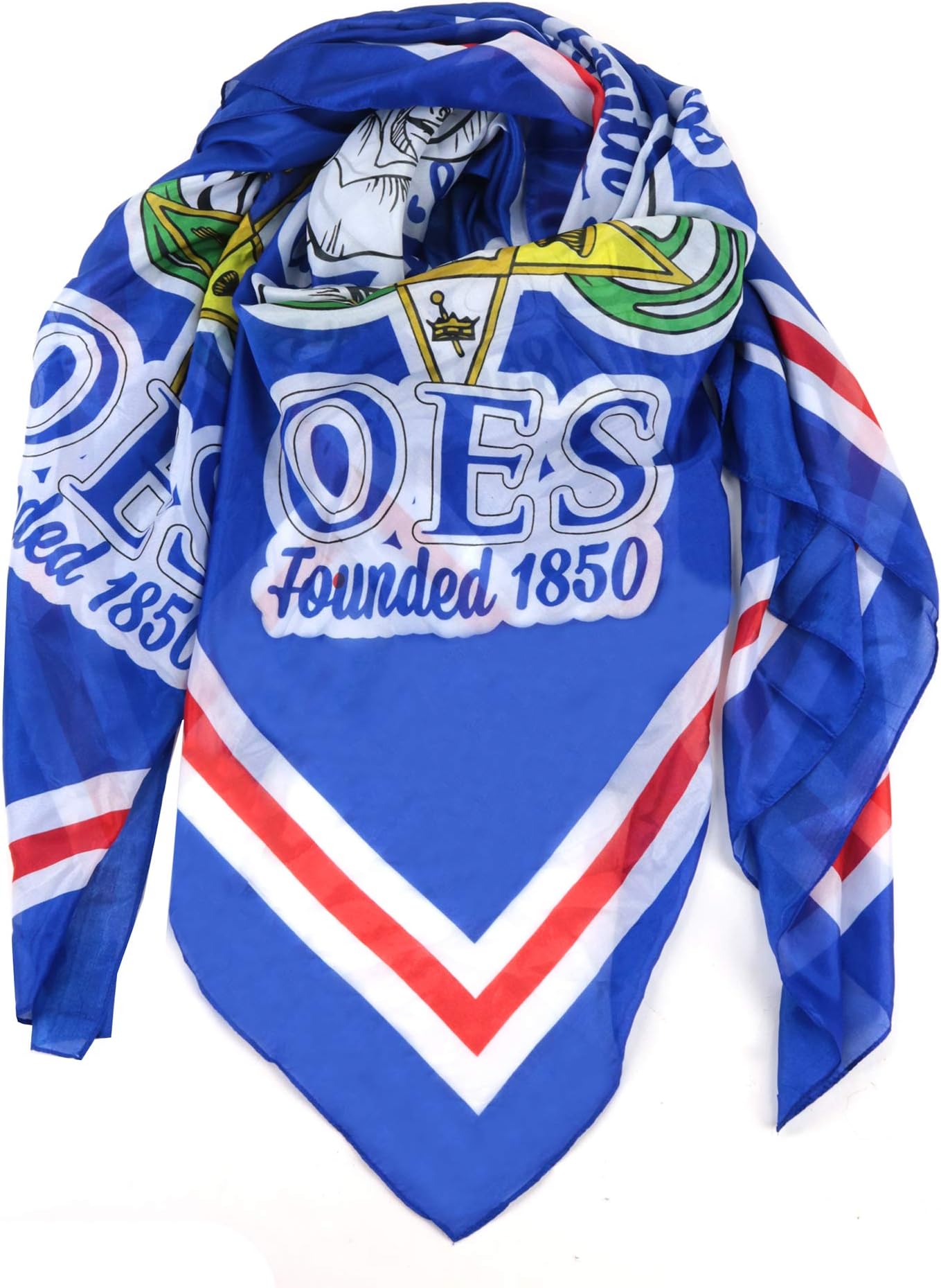 DWO Order of the Eastern of Scarf Oversized Faux Silk Scarf, 36x72 Inches, Royal Blue