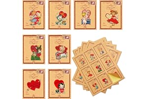 HOHUCRAB Valentines Day Stickers, 360pcs Self Adhesive Gift Labels Kraft Tag Stickers for Valentine's Day Decorations, 9 Designs Retro Style Boy Girl Prints Vintage Valentine Decor 2.7 * 2.1inch