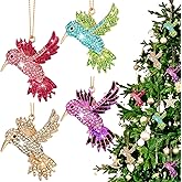 Yuntau 8 pcs Crystal Christmas Ornaments Christmas Tree Hanging Ornaments Keepsake Gifts for Women Girls Xmas Decorations Party Supplies Animal Lovers(Hummingbird)