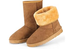 TeqHome Winter Boots for Women Classic Waterproof Snow Boots Warm Mid-Calf Fur Boot