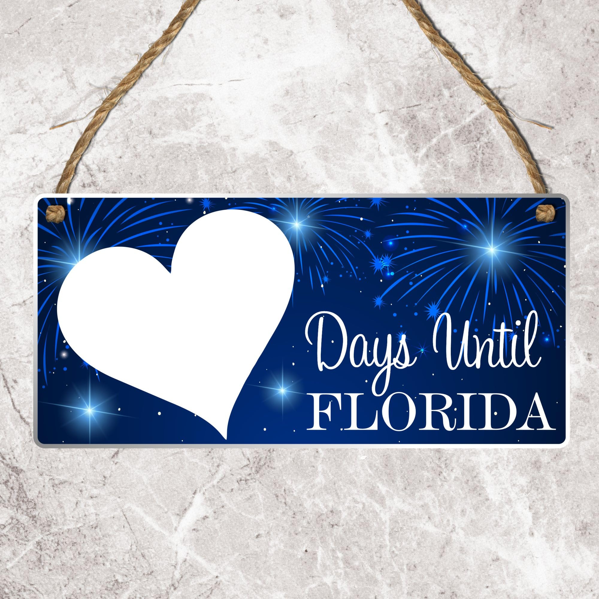 Days Until Florida: Material Options - Girls Children's Gift, Holiday Countdown Chalkboard Plaque - Modern Design, Family Vacation Countdown (Acrylic Indoor & Outdoor Use, Without Pen)