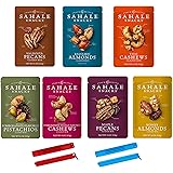 Sahale Snacks All Natural Glazed Nut Blend Variety Pack (4oz x 7 Packs - 7 Different Flavors) with 2 x 4" Snack Clips