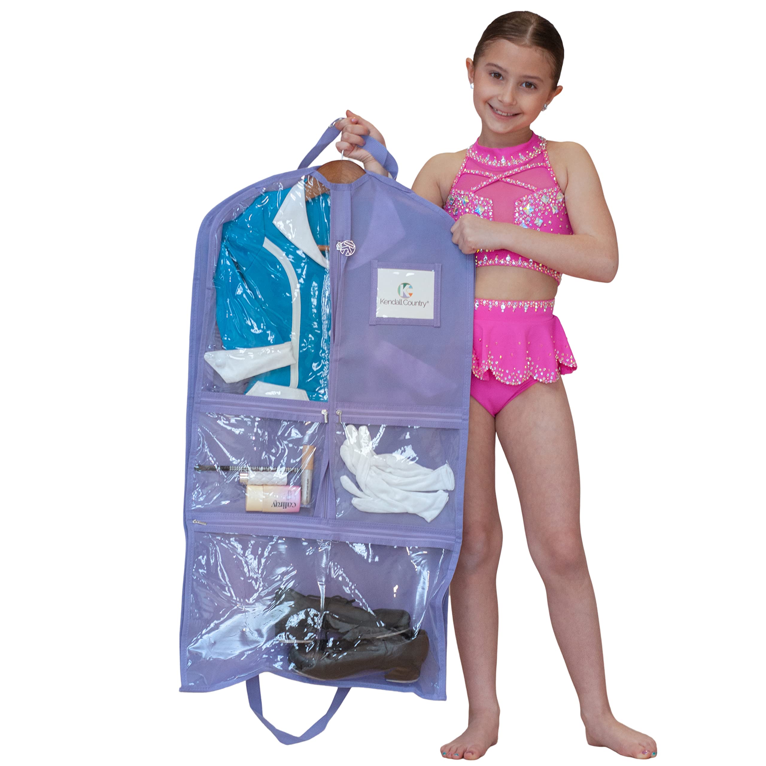 Waterproof Hanging Garment Bag 35 inch Clothes Bag with Gusset, 5 Pockets & Side Zip for Dance Costumes, Theatre, Beauty Pageants & More. Best for younger performers with small costume pieces.
