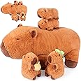SuzziPals 5-in-1 Capybara Stuffed Animals with Babies Inside, 5PC Set Capybara Plush with Mommy & 4 Babies, Capybara Plushies, Cute 3 to 8 Year Old Girl Gifts, Imaginative Play Plush Toys (Capybara)