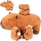 SuzziPals 5-in-1 Capybara Stuffed Animals with Babies Inside, 5Pcs Set Capybara Plush with Mommy & 4 Babies, Soft Pillow Plushies Decor, Cute 3 to 8 Year Old Girl Gift, Imaginative Play Toy (Capibara)