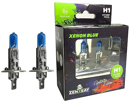 ZENXEAY H1 XENON BLUE Sportscar Edition, Halogen Leuchtmittel, 12V 55W, Xenon Optik, Super White Birne, 2 Stück