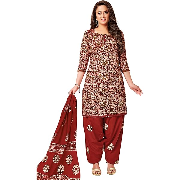 Amazon.com: Miraan Women's Printed Unstitched Cotton Dress Material and Churidar  Suit Free Size Black : Clothing, Shoes & Jewelry