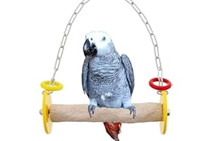 Sweet Feet and Beak Roll Bird Swing - Pumice Perch Bird Toys Trims Nails and Beaks, Safe and Non-Toxic Bird Cage Accessories for Small and Large Birds, Swinging Toys Birds Will Love, Medium 9 Inches