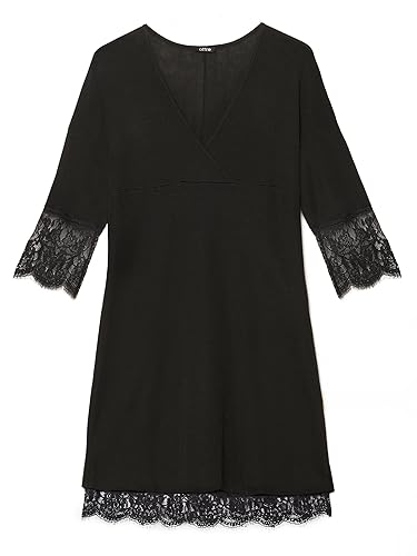 Oltre: Vestito in tricot misto lana con bordi in pizzo . Nero, taglia L (Italian size)