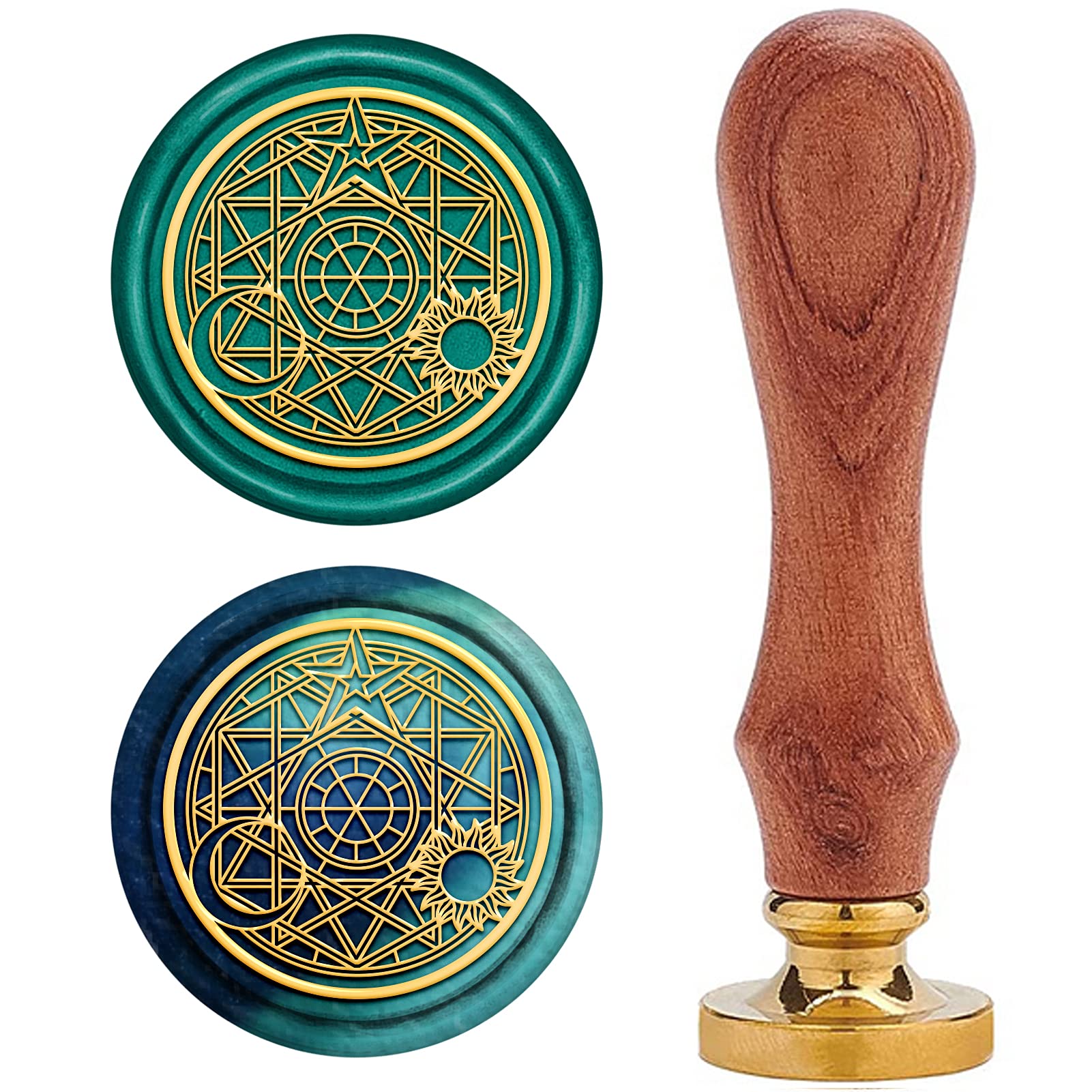 CRASPIRE Mechanical Steampunk Gear Wax Seal Stamp Sealing Stamps Retro Wood Stamp Removable Brass Head 25mm for Wedding Envelopes Invitations Embellishment Bottle Decoration Gift Packing