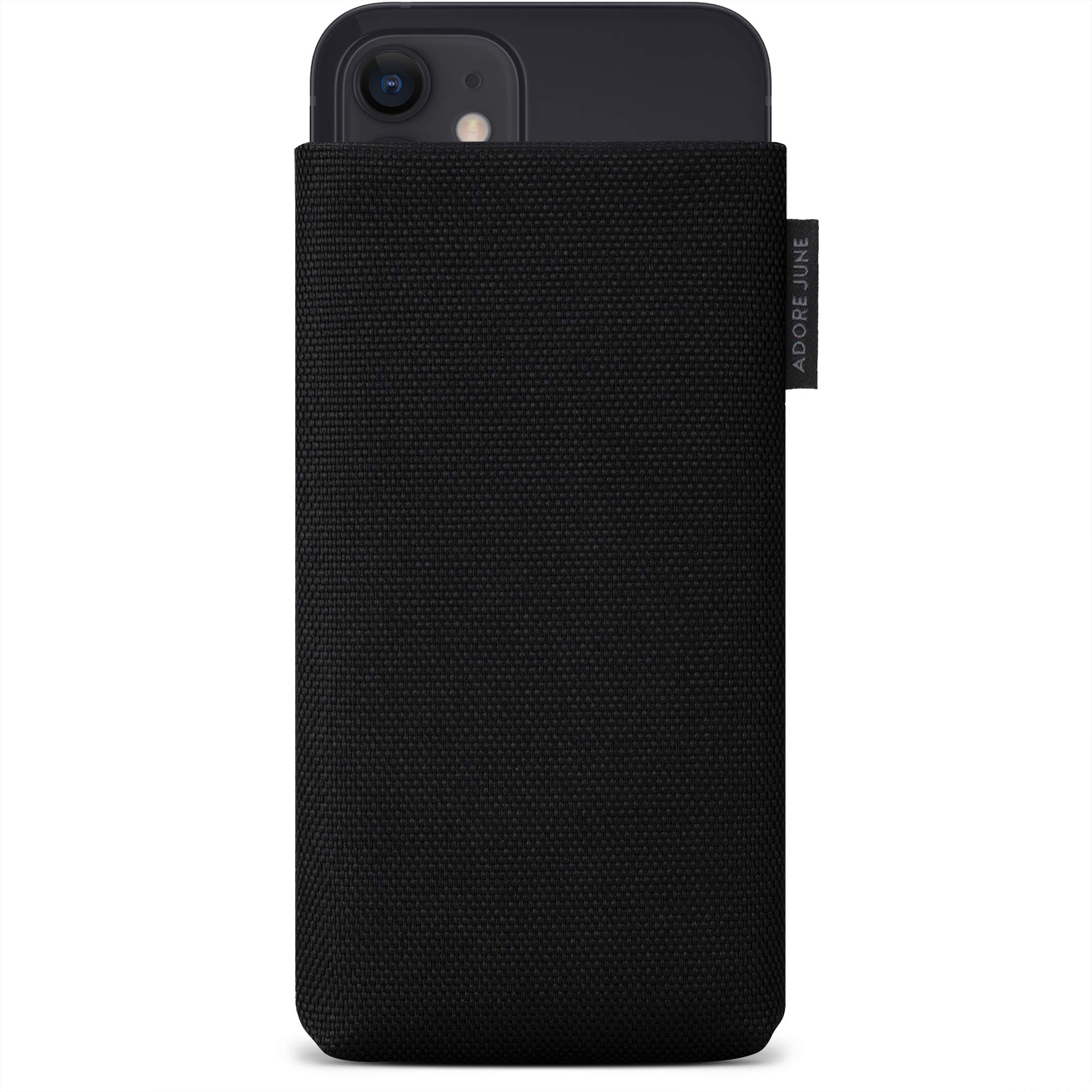 Adore June Mobile Phone Case Classic Recycled Black Compatible with iPhone 13 mini/iPhone 12 mini, Modern Sustainable R-PES Fabrics, Made in Europe