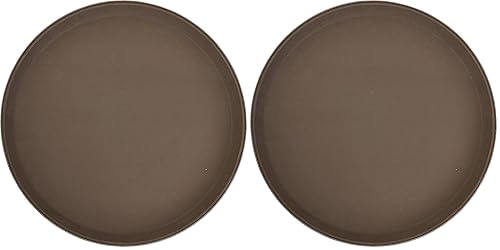 Winco Round Fiberglass Tray with Non-Slip Surface, 14-Inch, Brown (Pack of 2)