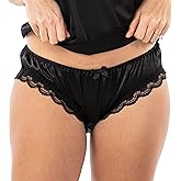 Satini Women's Tanga Bikini Lingerie Briefs Panties Satin Frilly Lace Knickers