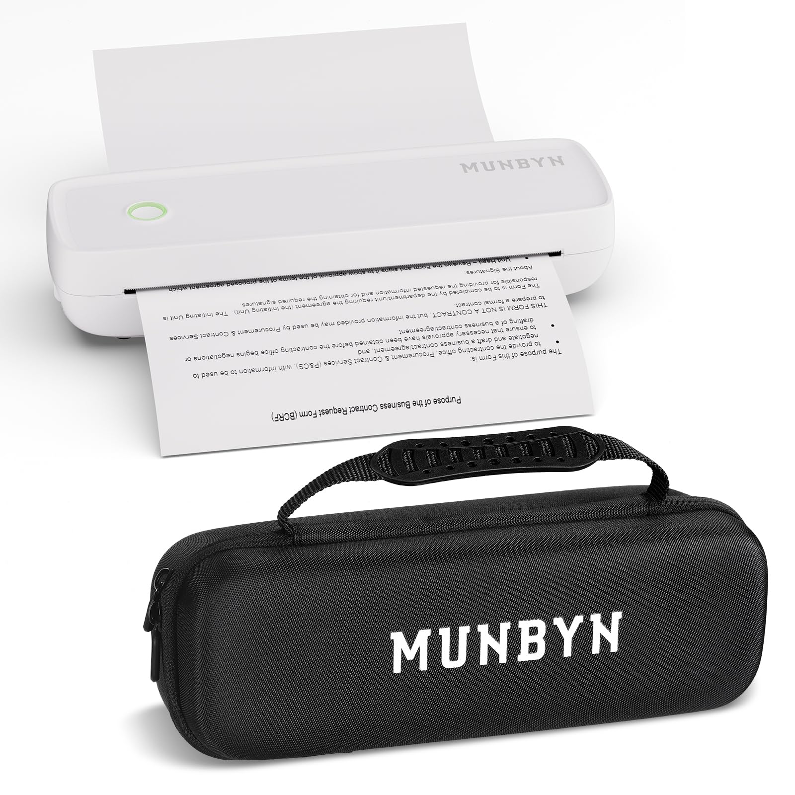 Photo 1 of (used)(see images) MUNBYN Portable Printers Wireless for Travel ITP04 with Carry Case, Portable Printer Bluetooth, Support 8.5 x 11 & A4 Thermal Paper