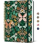 Taja Lined Spiral Journal Notebook for Women, Pretty College Ruled Notebook for Work &amp; Note Taking, A5 Hardcover Journal for Writing, Cute Aesthetic 140 Pages, Butterfly