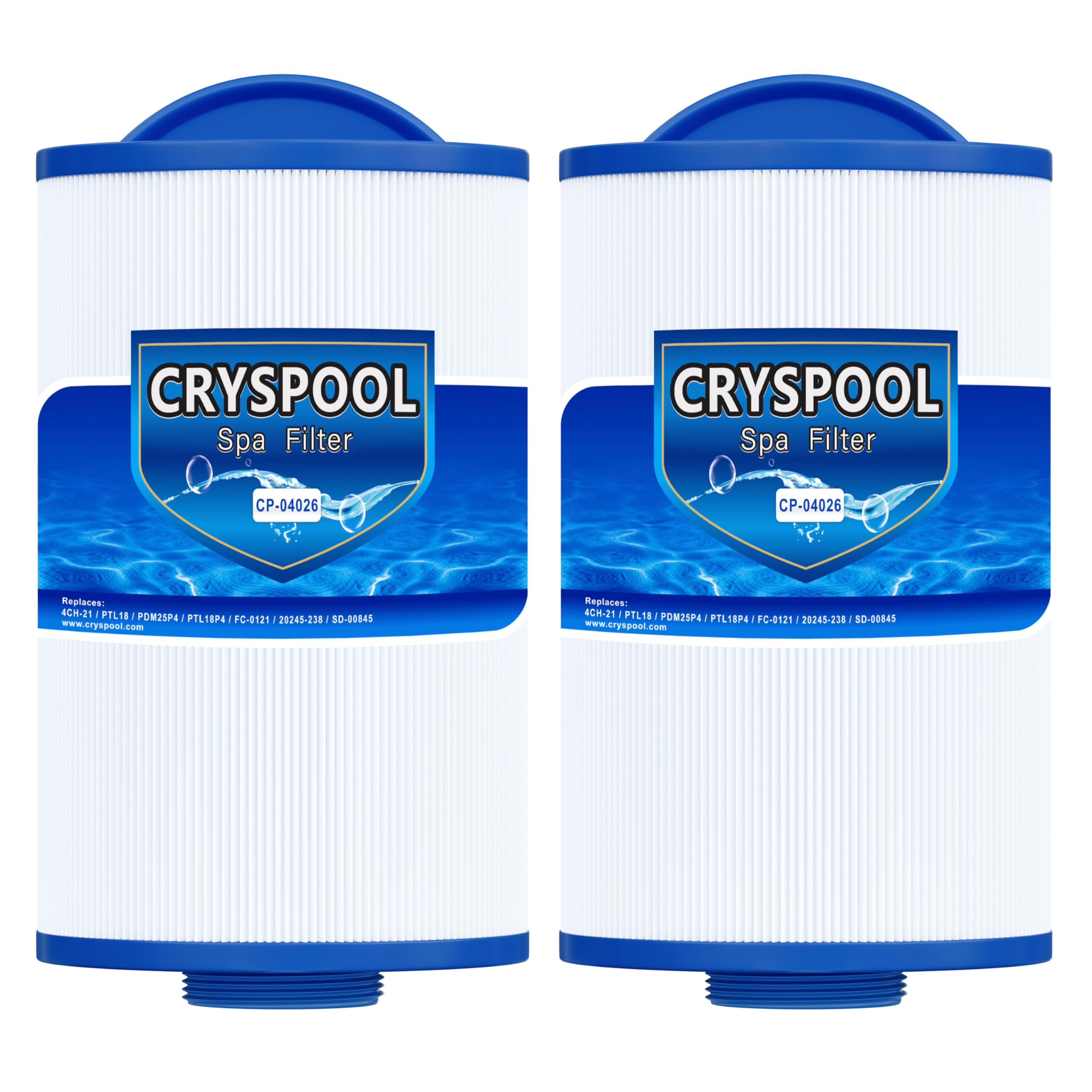 Photo 1 of Cryspool® 04026 Filter Compatible with 4CH-21, PTL18, PDM25P4, PTL18P4, FC-0121, 20245-238, SD-00845, 19 Sq. Ft Spa Filter Cartridge, 2 Pack