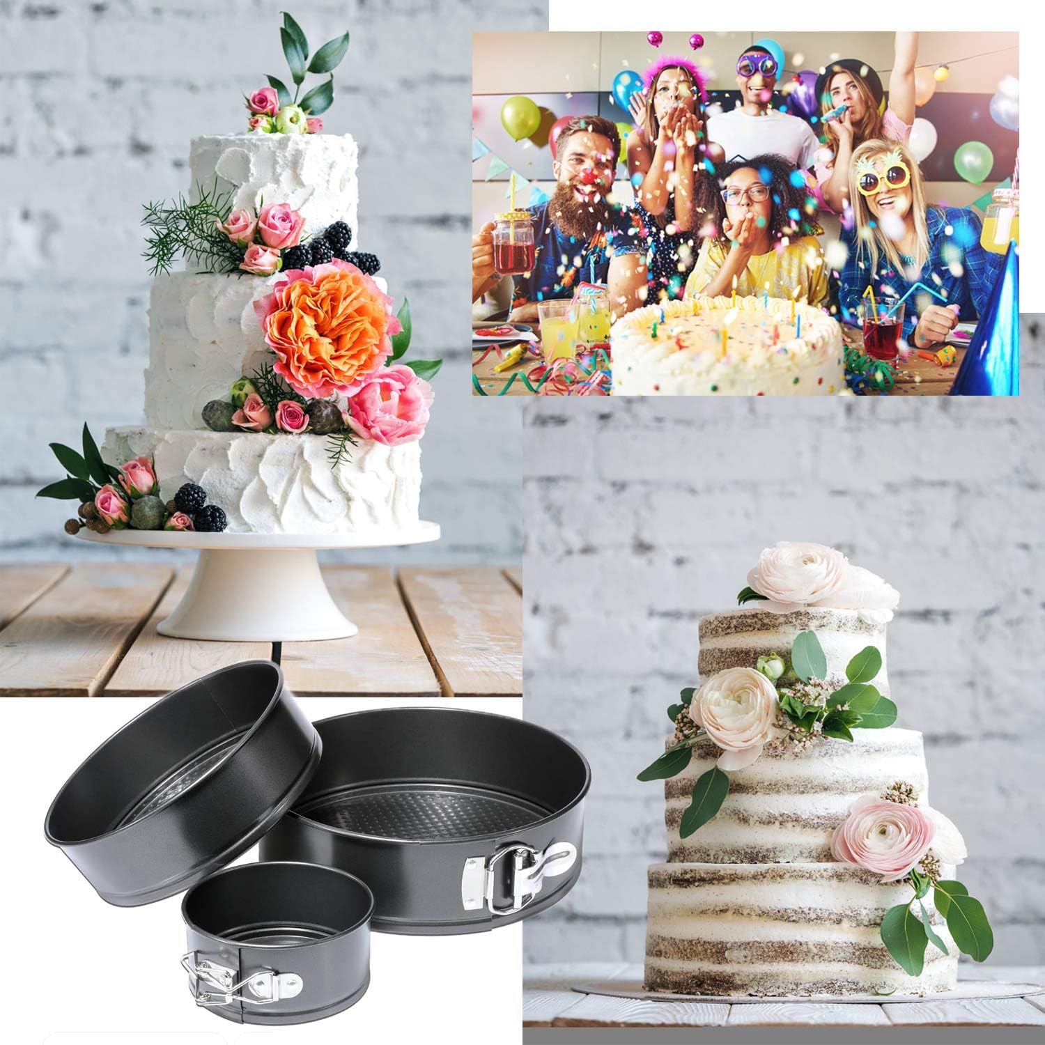 Springform Pan (4"/7"/9") Set, Non-stick Leakproof Round Cake Pan Bakeware Baking Pans Cheesecake Pan 3 Pack: Kitchen & Dining