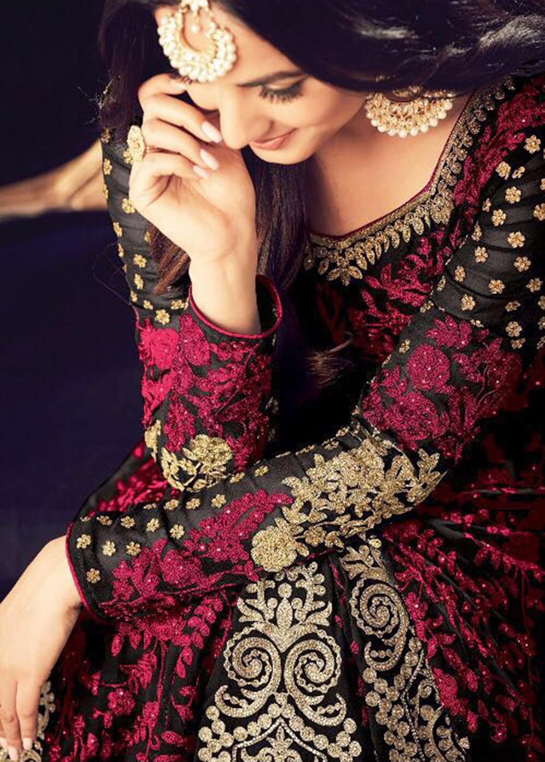 diva & diya women's embroidered semi-stitched salwar suit