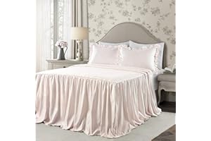 Lush Decor Lush Décor Ticking Stripe Bedspread Blush Vintage Chic Farmhouse Style Lightweight 3 Piece Set Queen,