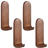 AceOrbit 4 Pcs Rainbow Arch Adhesive Wall Hooks Boho Handmade Wooden No Drill Hangers Waterproof Rustproof for Hanging Hat To