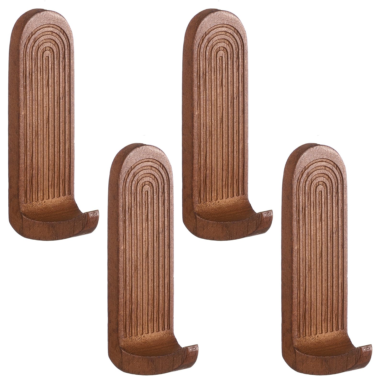 Photo 1 of AceOrbit 4 Pcs Rainbow Arch Adhesive Wall Hooks Boho Handmade Wooden No Drill Hangers Waterproof Rustproof for Hanging Hat Towels Coats Key Holder Vintage Boho Decor for Kitchen Bedroom(Brown)