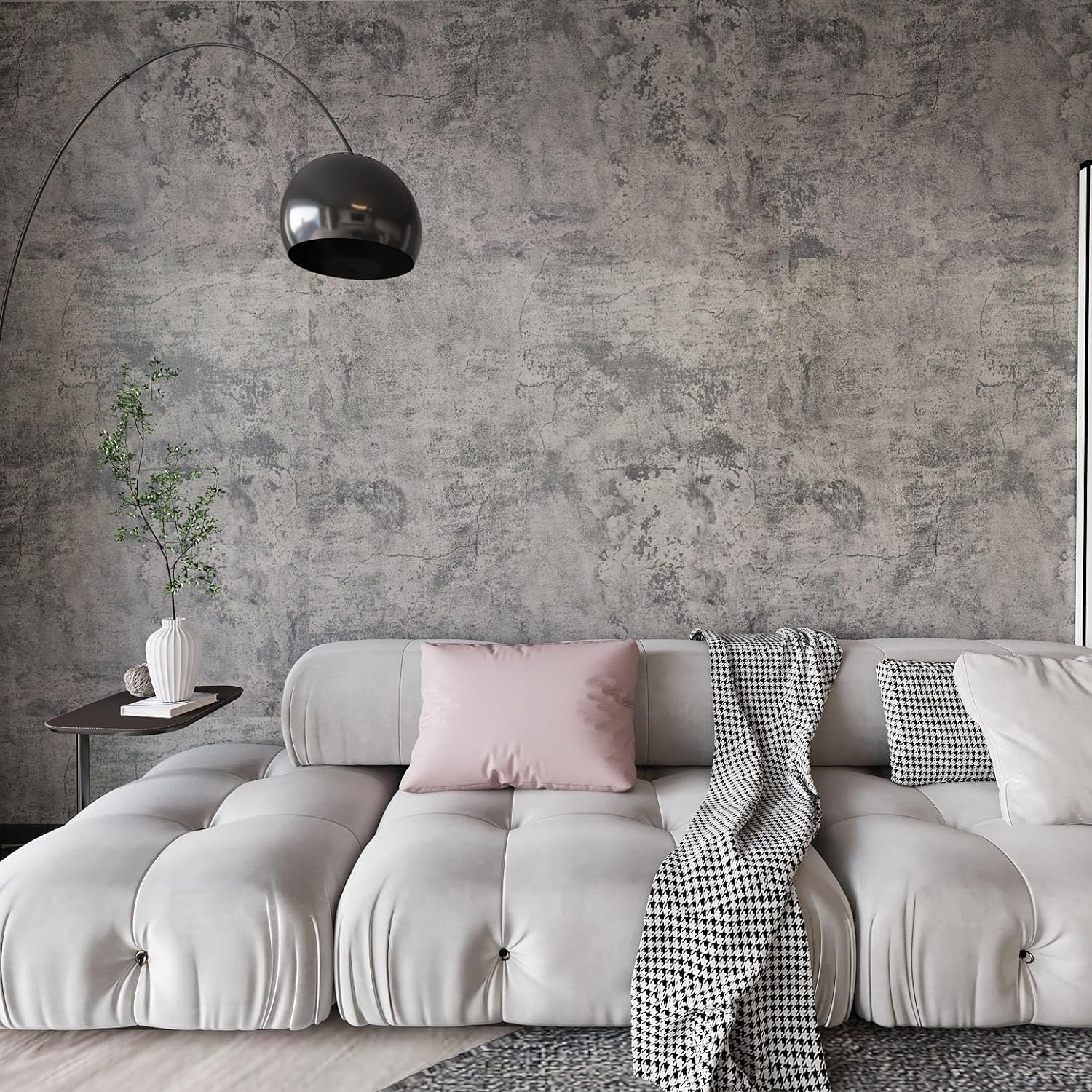 Photo 1 of (see all images) Extra Wide Large Size Grey Concrete Wallpaper Peel and Stick Industrial Cement Wall Paper Matte 48"×591" 3D Brown 