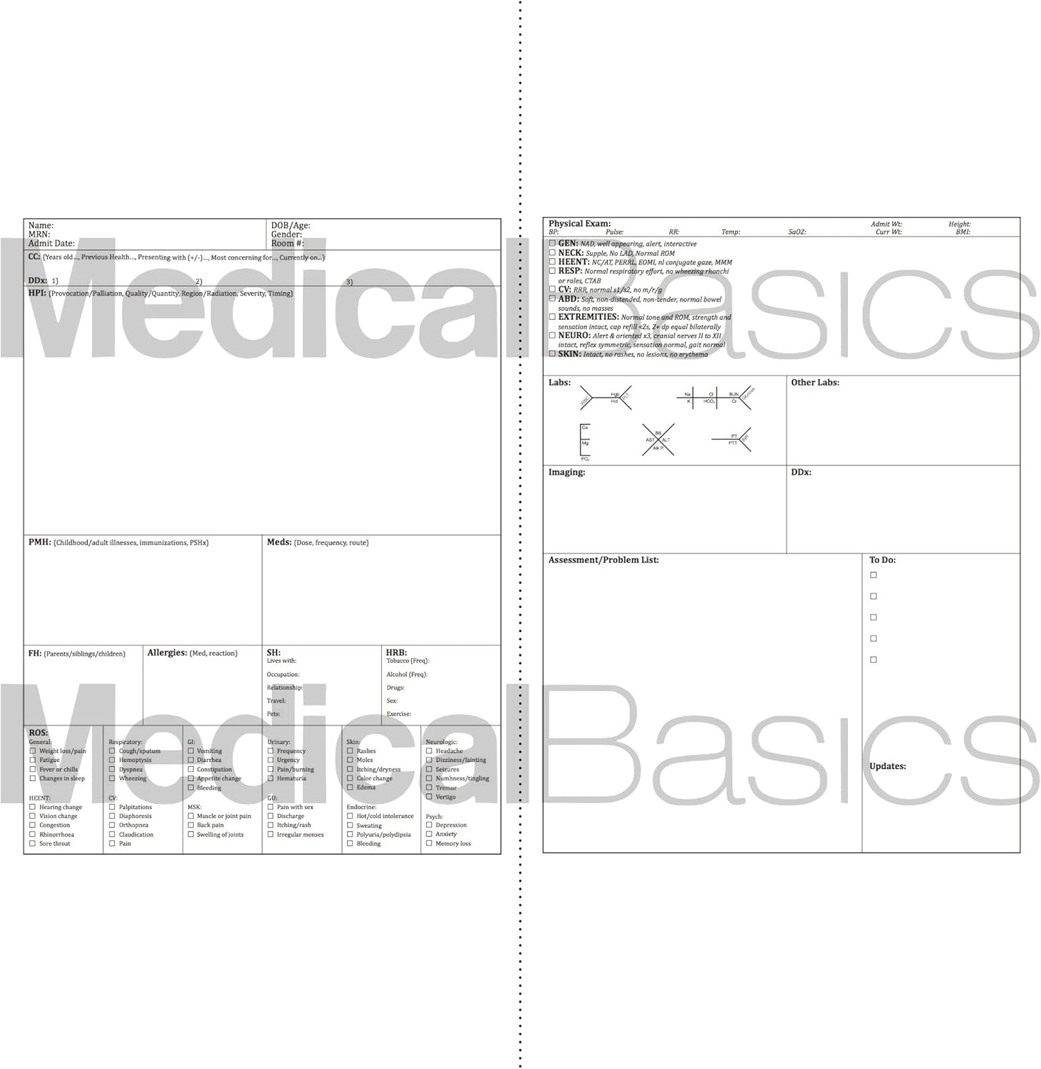 H&P Notebook Plus 8.5"x10" (Large Print) - Medical History and Physical Notebook, 70 Medical templates with Perforations : Office Products