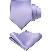 RBOCOTT Solid Color Tie and Pocket Square Hankerchief with Lapel Pin Set for Men