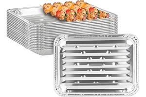 Party Bargains Aluminum Broiler Pans - 12 Pack, Heavy-Duty Disposable Grill Pans for Cooking, Roasting, BBQ, Picnic - (Max 240°C)