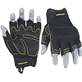 HANDLANDY Fingerless Work Gloves for Men, Padded Impact Tactical Mechanics Gloves, Grip Utility Trucker Driver Gloves (Black- impact, Medium (Pack of 1))