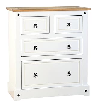 Seconique Corona 2 2 Drawer Chest White Distressed Waxed Pine