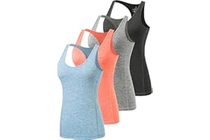 Vislivin Workout Tank Tops for Women Racerback Athletic Tanks Running Exercise Gym Tank Top - 4 Packs