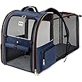 Lekebobor Extra Large Cat Backpack Carrier Expandable Pet Carrier Backpack for Small Dogs Medium Cats Fit Up to 18 Lbs, Dog Backpack Carrier, Foldable Puppy Backpack Carrier for Travel, Hiking,Blue