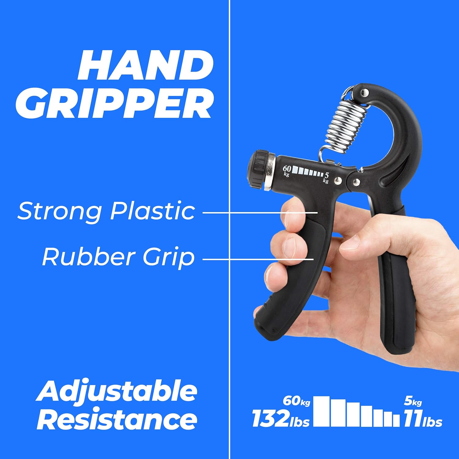 Grip Strength Trainer Kit (5 Pack), Hand Grip Strengthener Kit, Hand Strengthener & Grip Strength Kit - Hand Exerciser Grip Strengthener Kit, Grip Trainer & Hand Grips for Strength with Carry Bag: Health & Personal Care