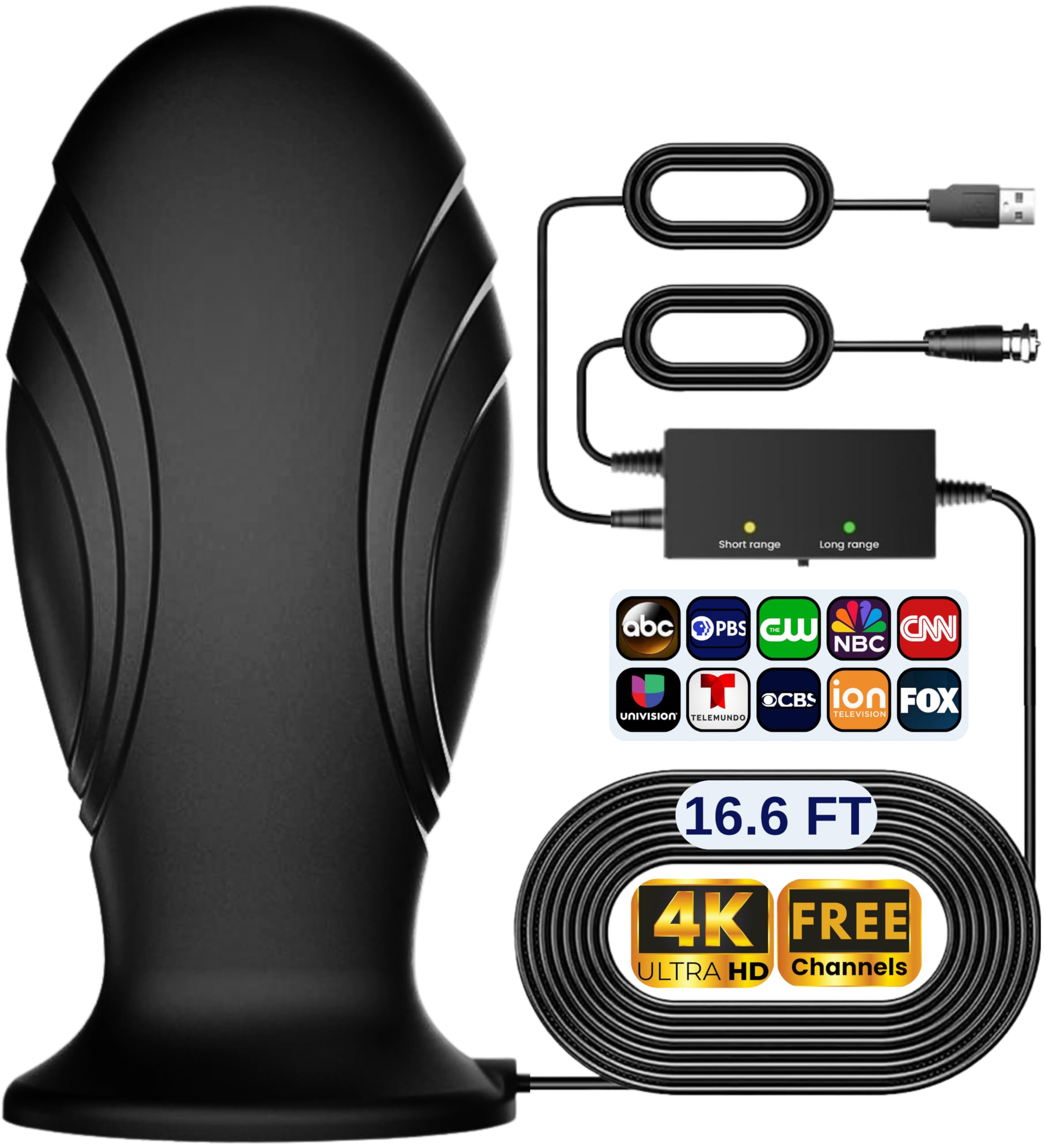 Photo 1 of 2026 Upgraded TV Antenna for Smart TV Indoor, 360° Strongest Range Reception, TV Antenna for Local Channels Enhanced Signal Booster, HDTV Digital TV Antenna Indoor HD,Supports 8K 4K 1080P (CurvePlate)