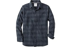 Dubinik® Mens Flannel Shirt Long Sleeve Plaid Flannel Shirt for Men Soft 100% Cotton Casual Button Down Shirts Regular Fit