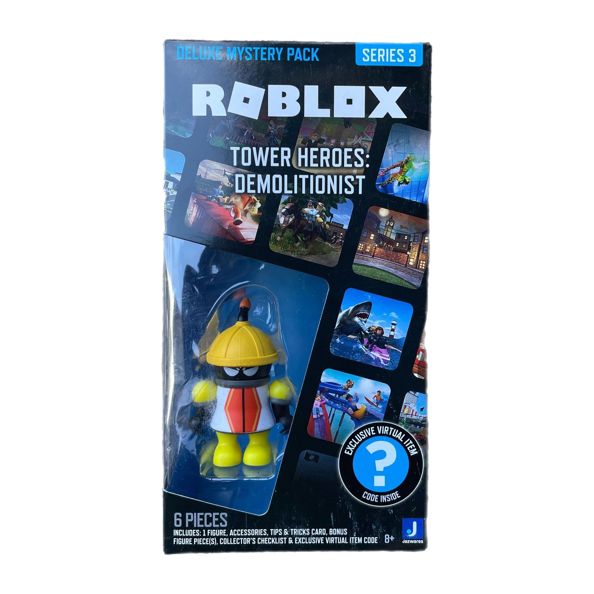Roblox Deluxe Mystery Pack Action Figure Series 1 2 - Includes Exclusive Virtual Item (Choose Figure) (Tower Heroes: Demolitionist)