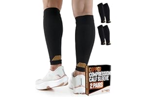 Doctor's Select 2 Pairs Copper Calf Compression Sleeve - Leg Compression Sleeves for Women & Men, Shin Splint Relief