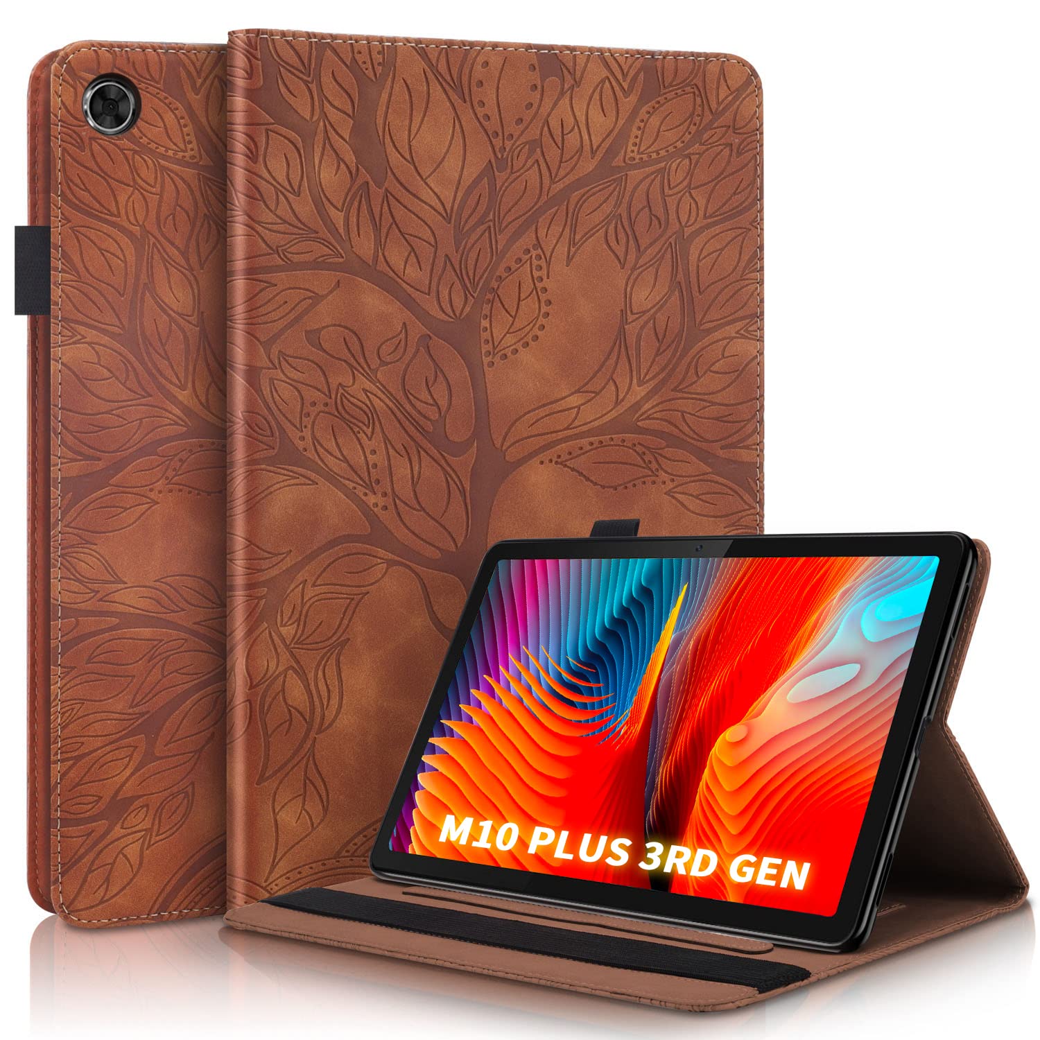 Succtopy Case Lenovo Tab M10 Plus 3rd Gen 10.6 Inch 2022,Folio Flip PU Leather Cover with Pen Holder,Protective Tablet Case with Stand Function Lenovo Tab M10 plus 10.6" 3rd Gen TB125/TB128,Brown
